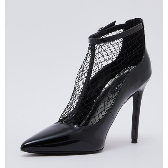 Nine West Women's Black FISHNET Zippered‎ High Heels Ankle Boots Size 5.5M - Picture 2 of 14